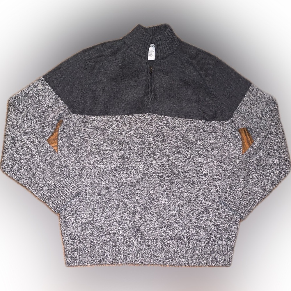 Sonoma Two Tone Heather Marled Gray Quarter-Zip Knit Sweater Pullover Shirt XL